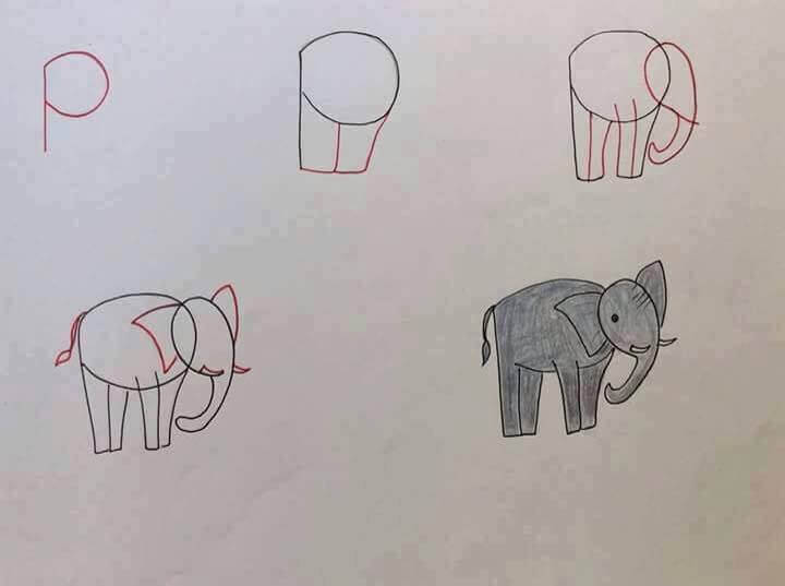 Dibujos de Un elefante fácil