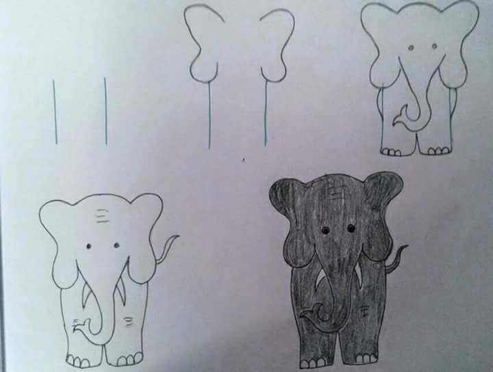 Dibujos de Un elefante gris