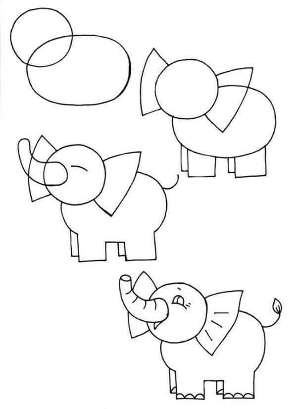 Dibujos de Un elefante sencillo