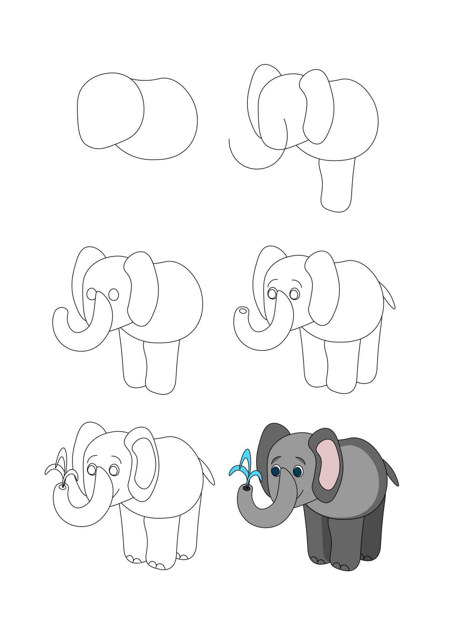 Dibujos de Un lindo elefante bebé
