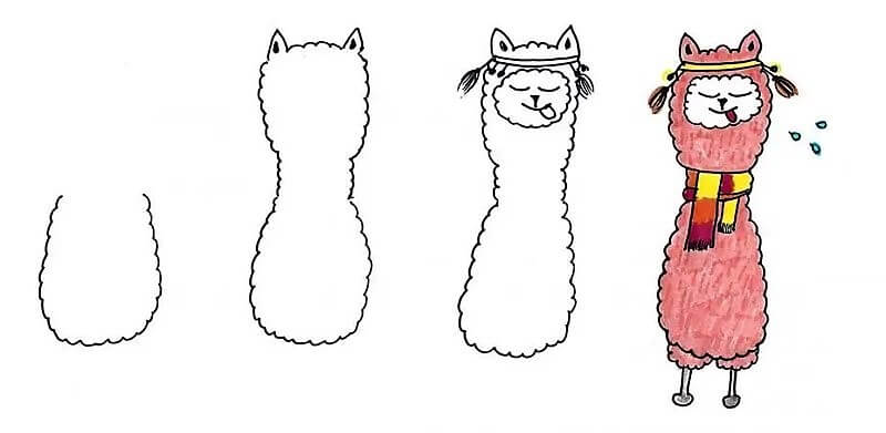 Dibujos de Llama con bufanda