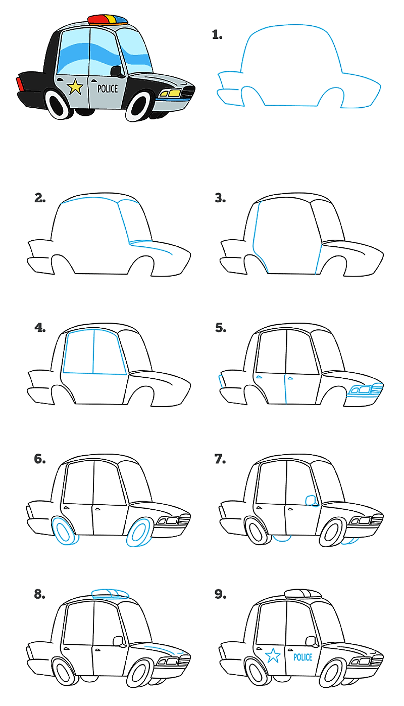 Dibujos de Coche de policía kawaii