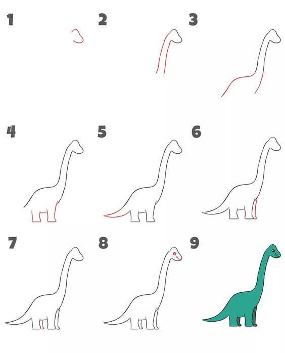 Dibujos de Dinosaurio de cuello largo - Idea 52