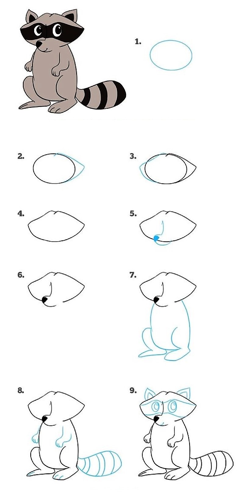Dibujos de Mapache feliz