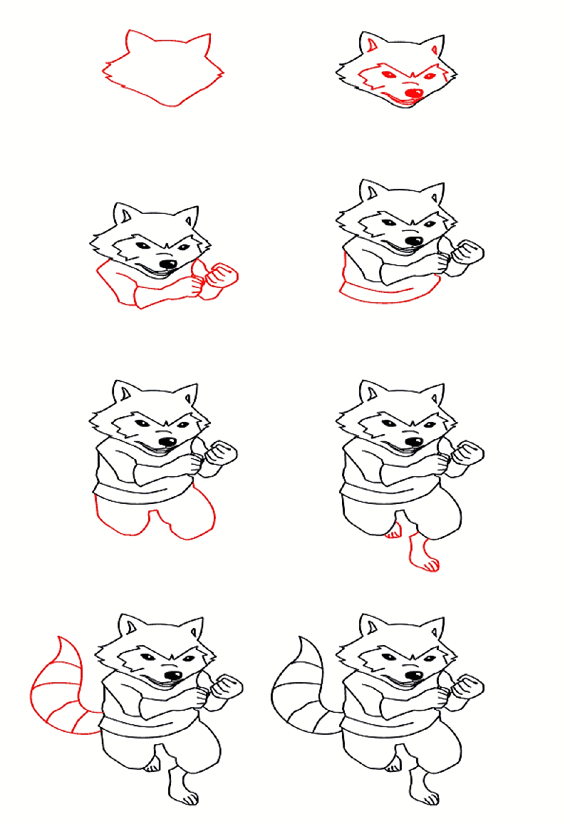 Dibujos de Mapache sonriente