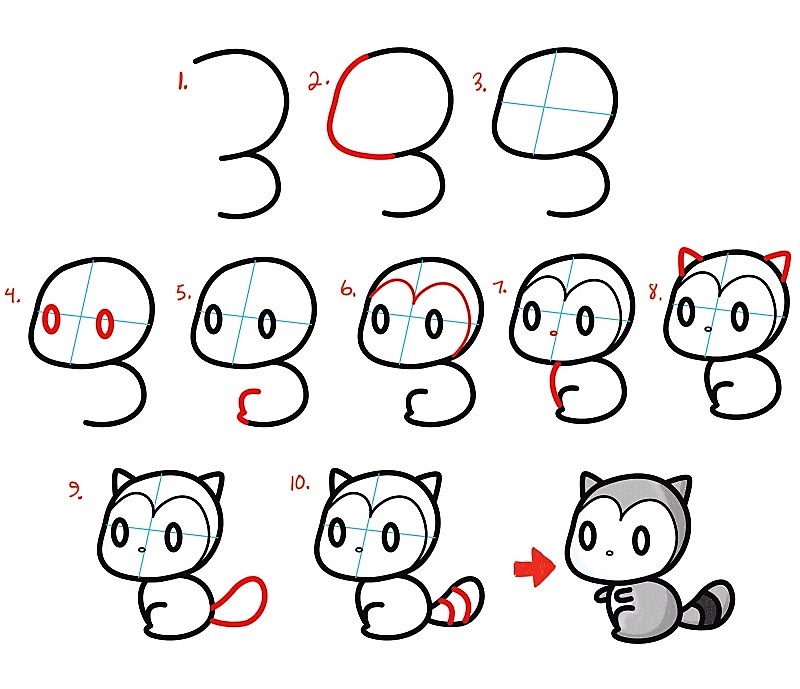 Dibujos de Mapache tierno