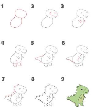 Dibujos de Un dinosaurio - Idea 3  Un lindo dinosaurio bebé