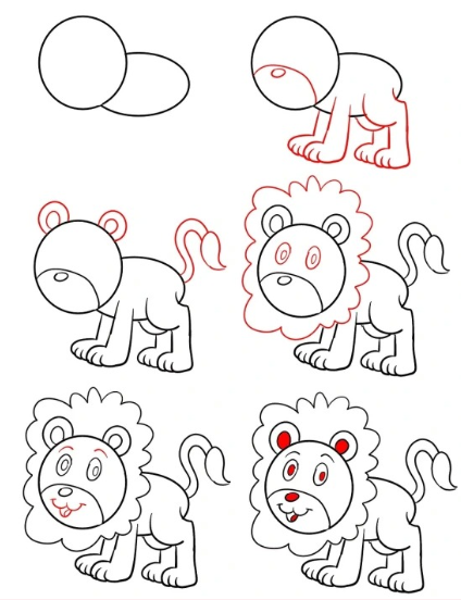 Dibujos de Un león a lápiz