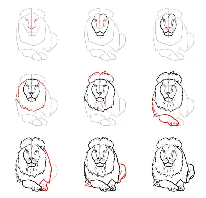 Dibujos de Un león difícil