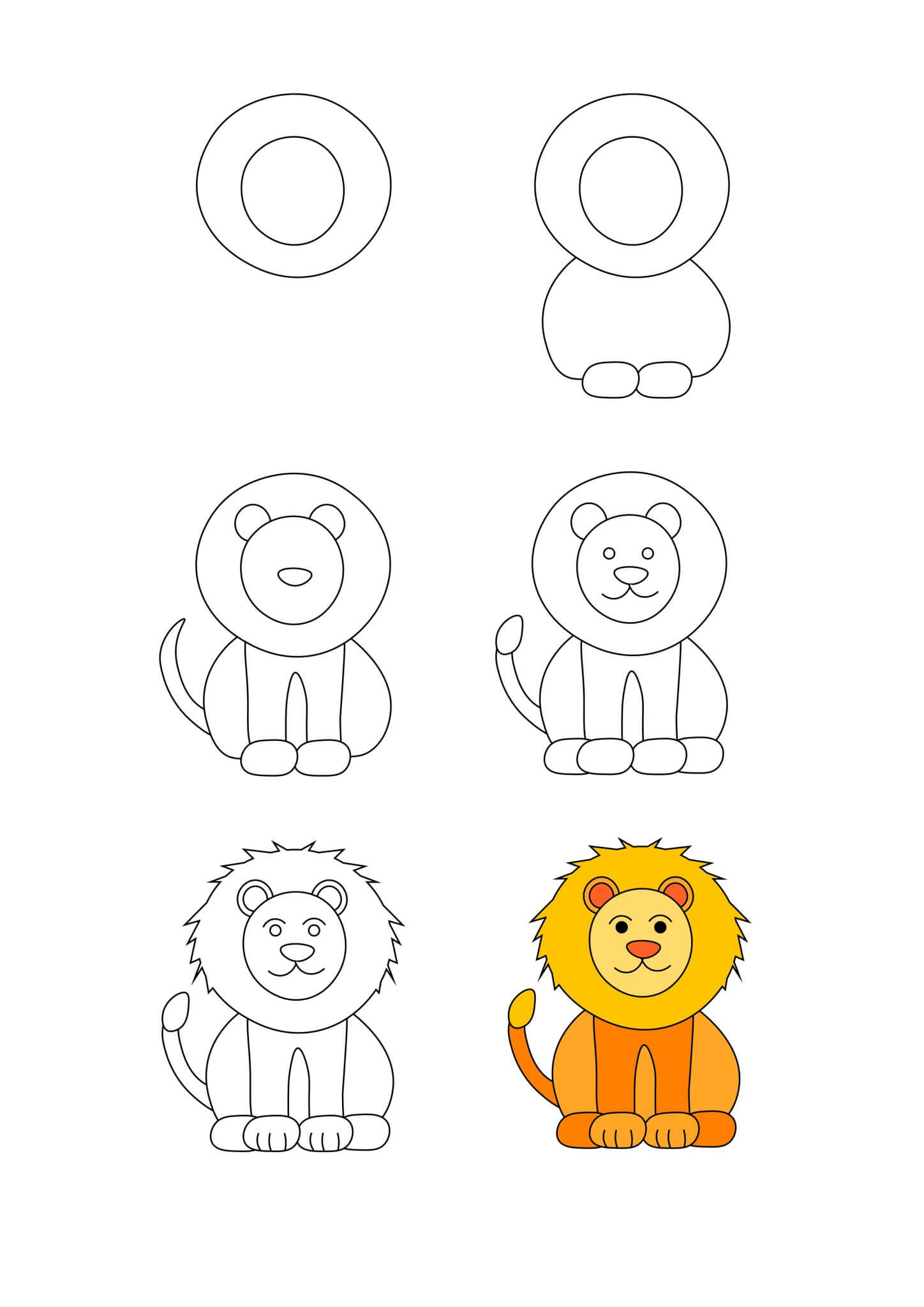 Dibujos de Un león fácil