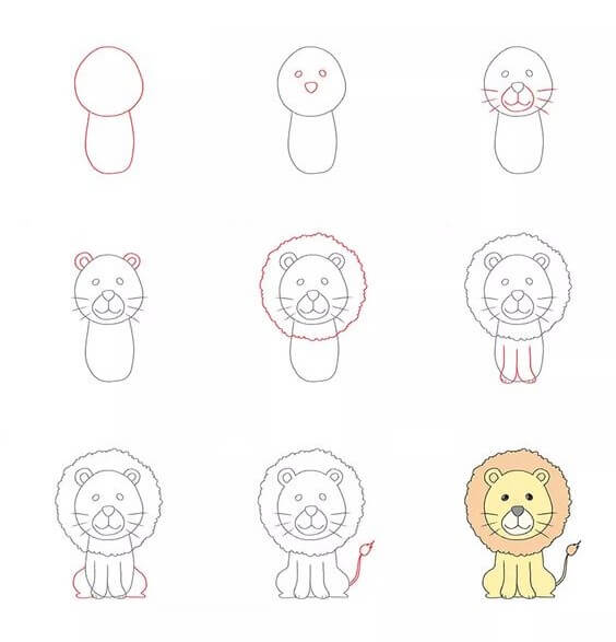 Dibujos de Un león kawaii - Idea 20