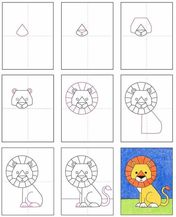 Dibujos de Un león kawaii