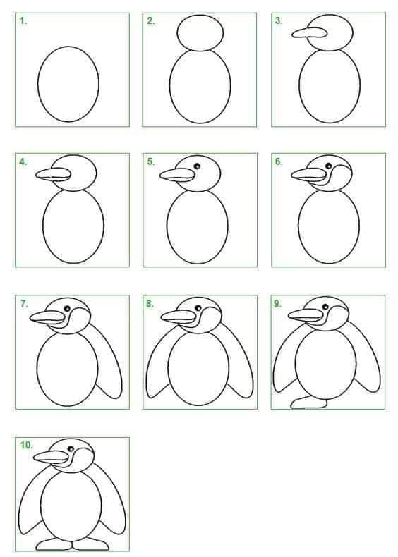 Dibujos de Un pingüino kawaii