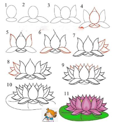 Dibujos de Flor de loto flotante