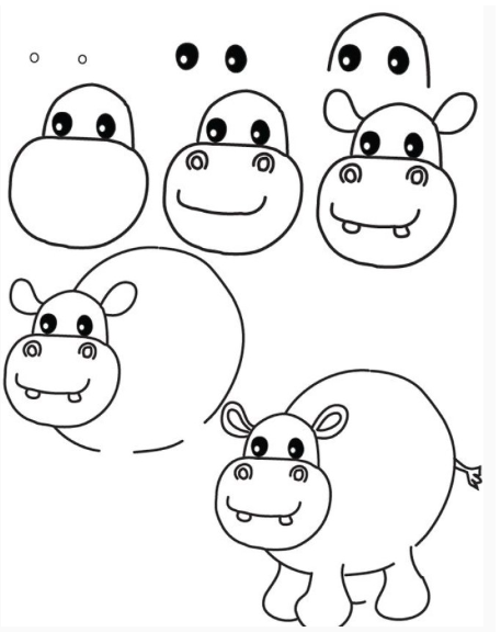 Dibujos de Hipopótamo chibi