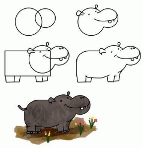 Dibujos de Hipopótamo feliz