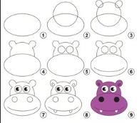 Dibujos de Hipopótamo kawaii
