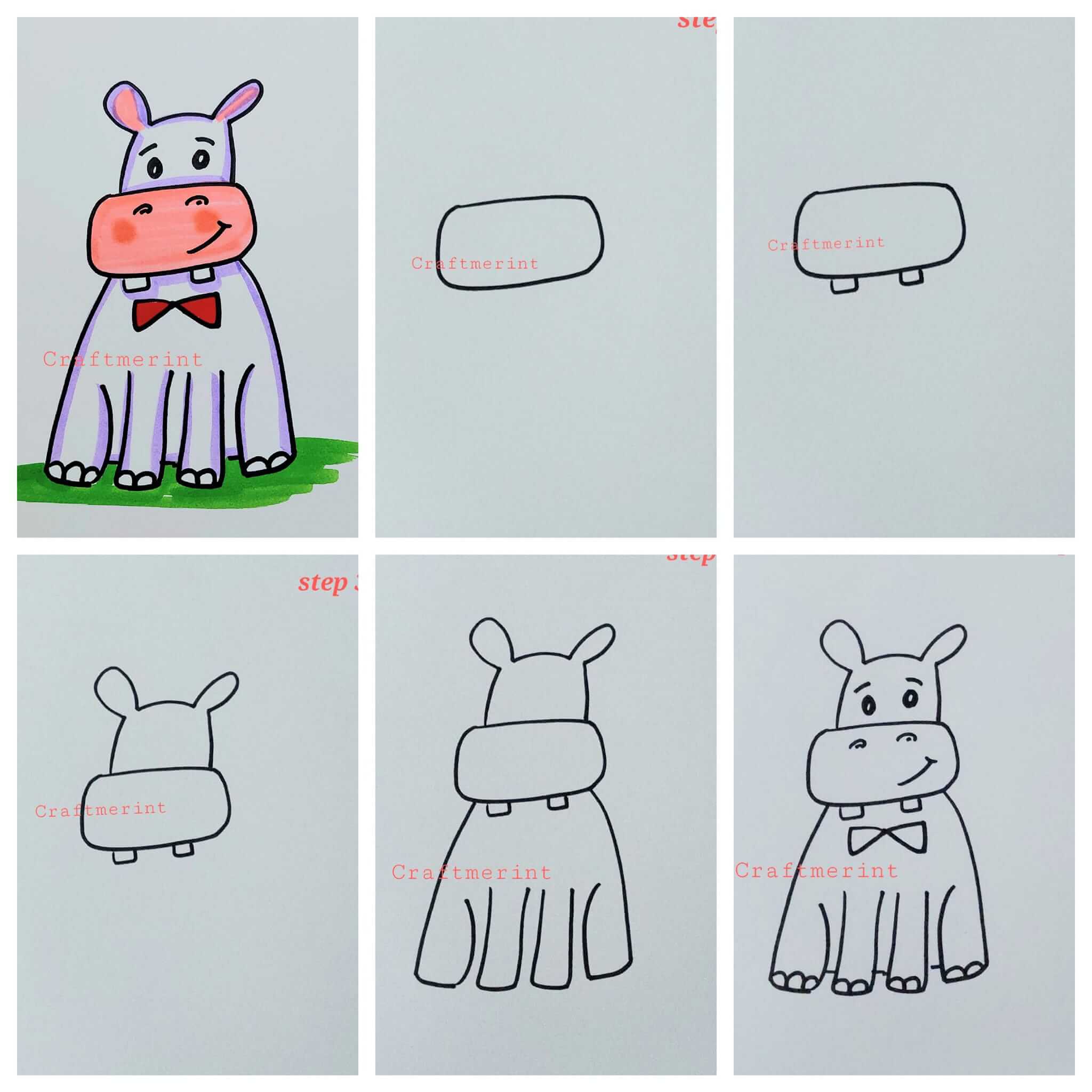 Dibujos de Hipopótamo sentado