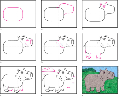 Dibujos de Hipopótamo simpático