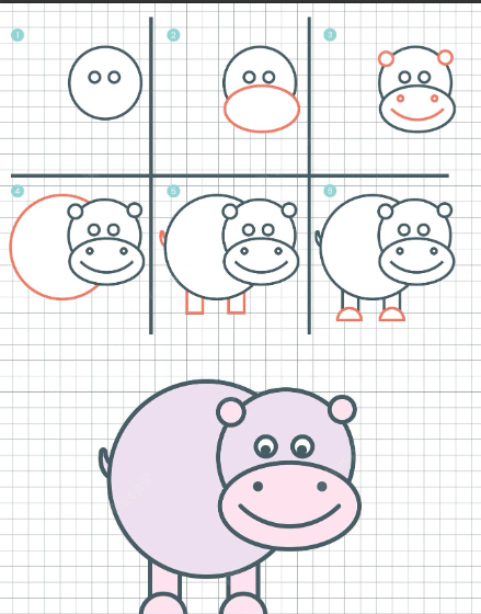 Dibujos de Hipopótamo sonriente
