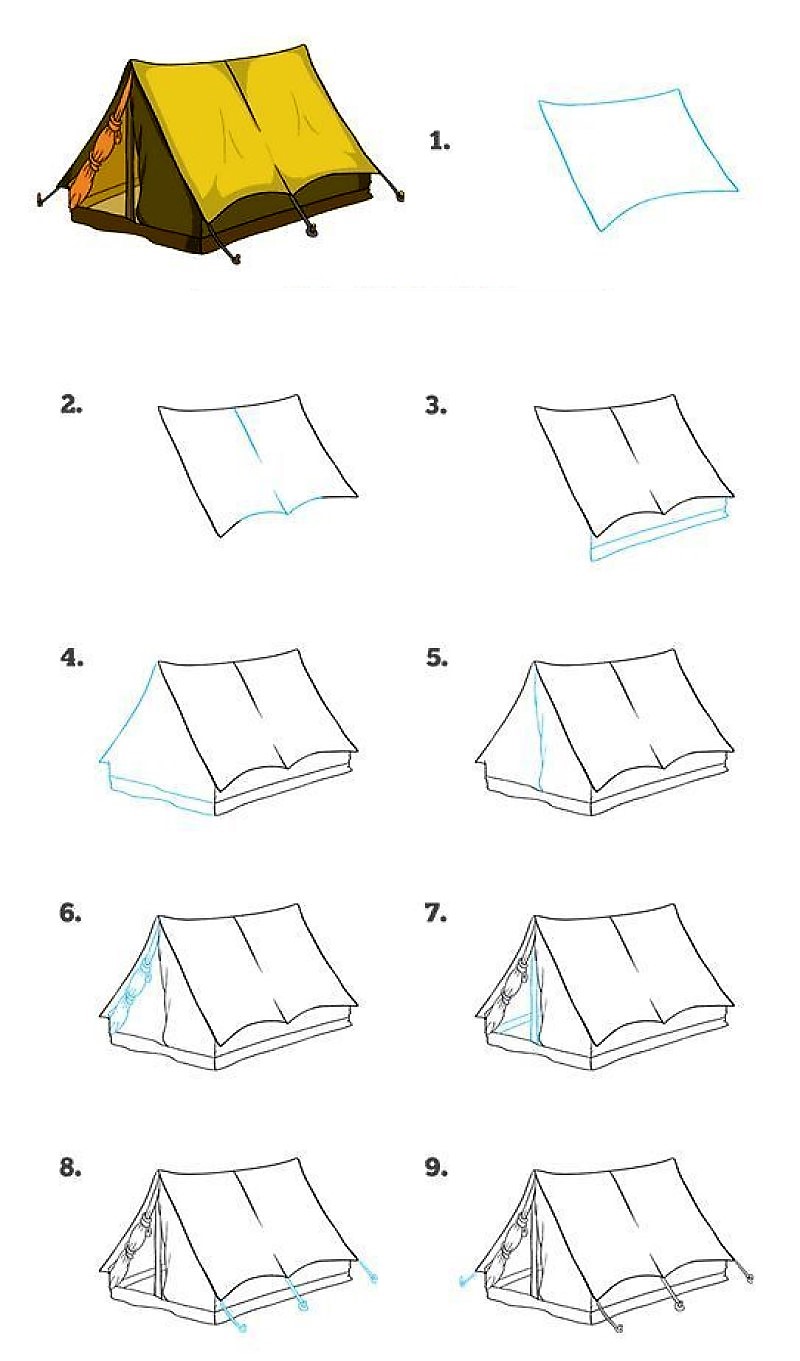 Dibujos de Tienda de campaña en el bosque