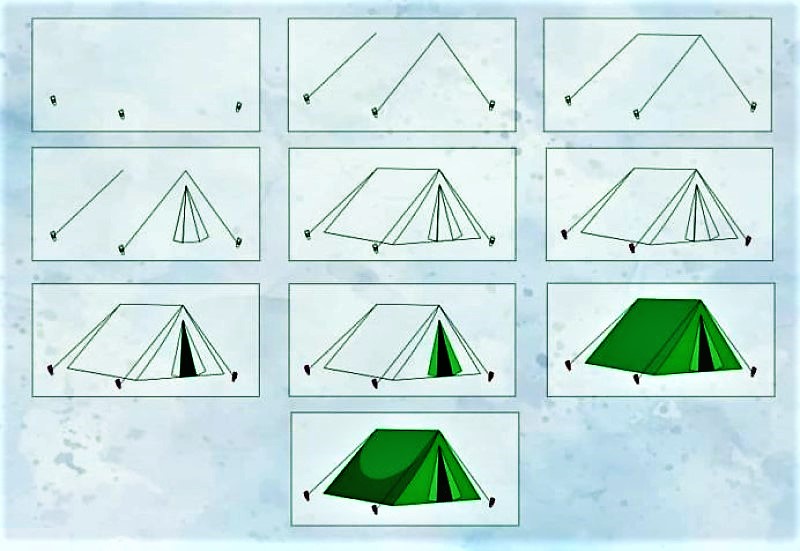 Dibujos de Tienda de campaña triangular