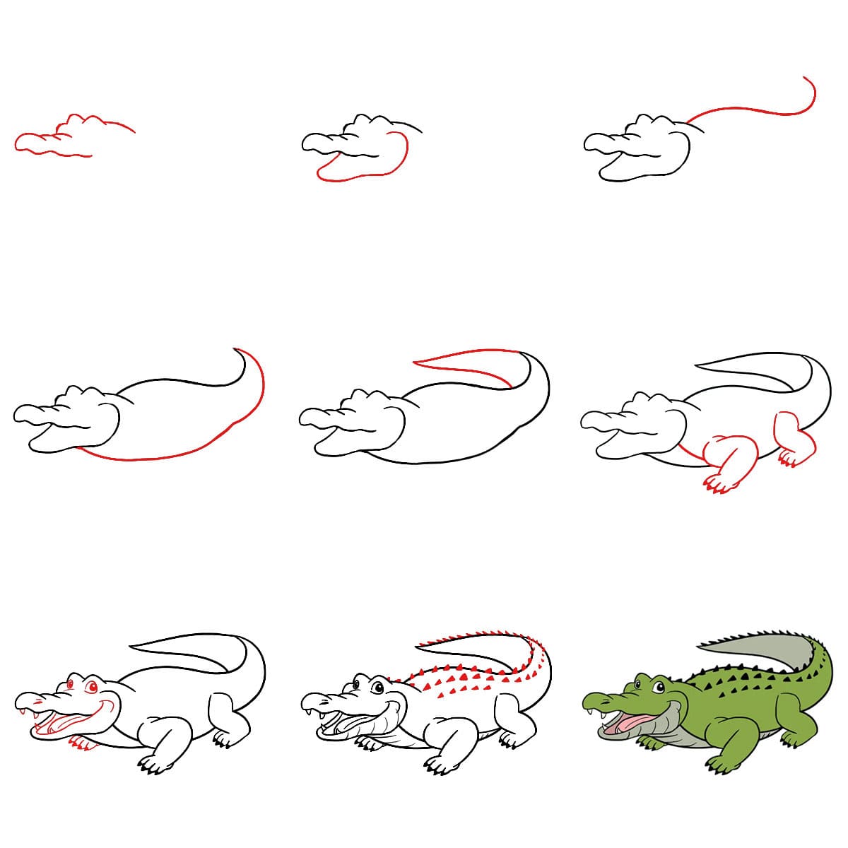 Dibujos de Cocodrilo con dientes grandes