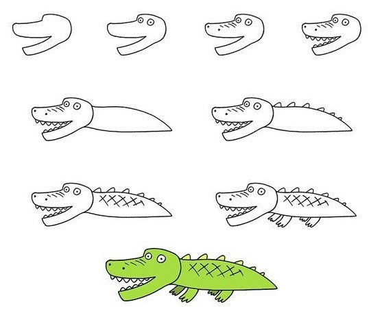 Dibujos de Cocodrilo feliz