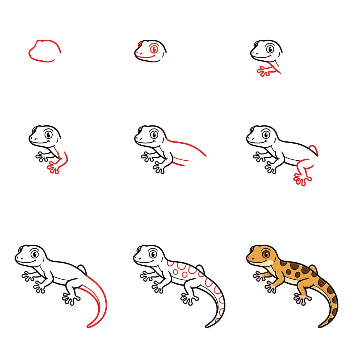 Dibujos de Geco en una rama