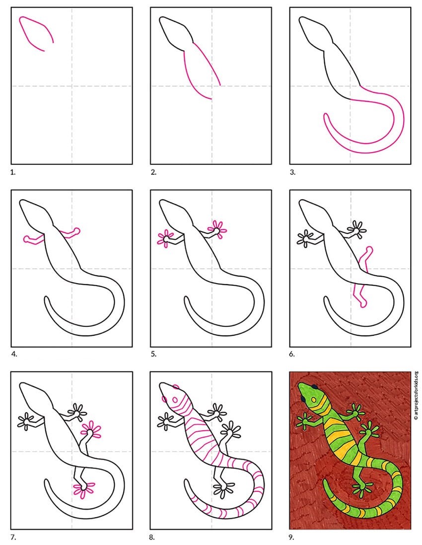 Dibujos de Geco feliz