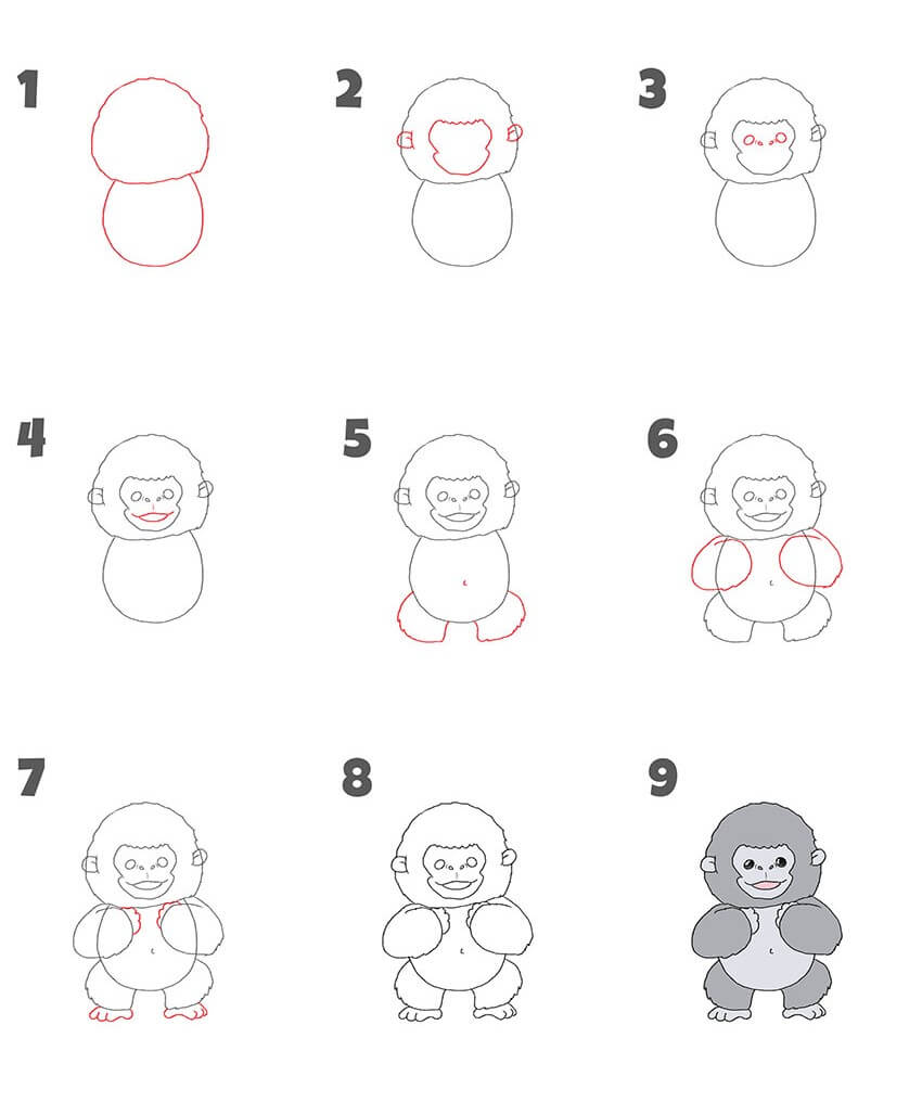 Dibujos de Gorila amigable