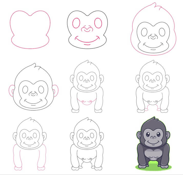 Dibujos de Gorila caminando