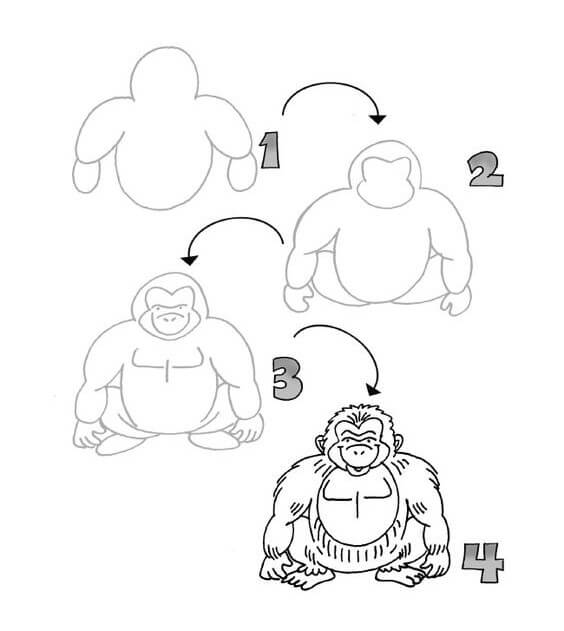 Dibujos de Gorila con plátano