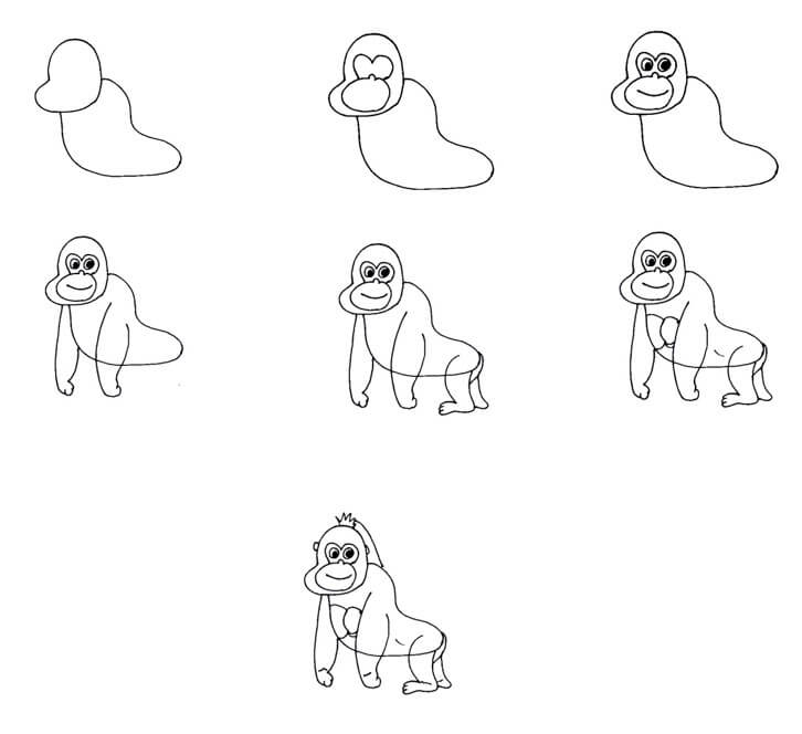 Dibujos de Gorila fácil