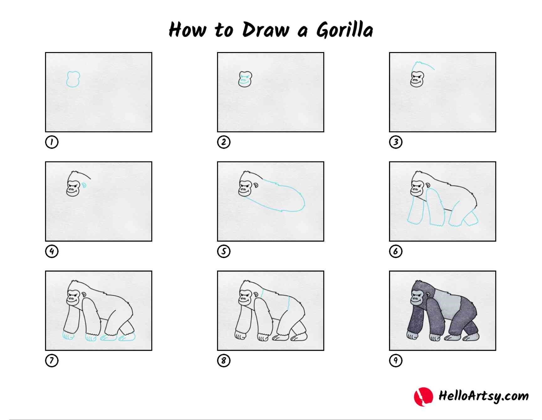 Dibujos de Gorila fuerte