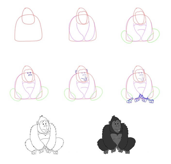 Dibujos de Gorila valiente