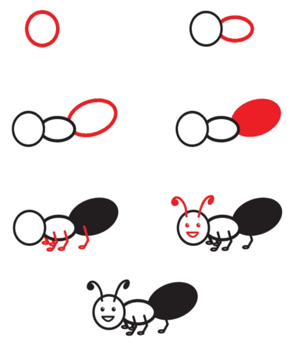Dibujos de Hormiga con antenas largas