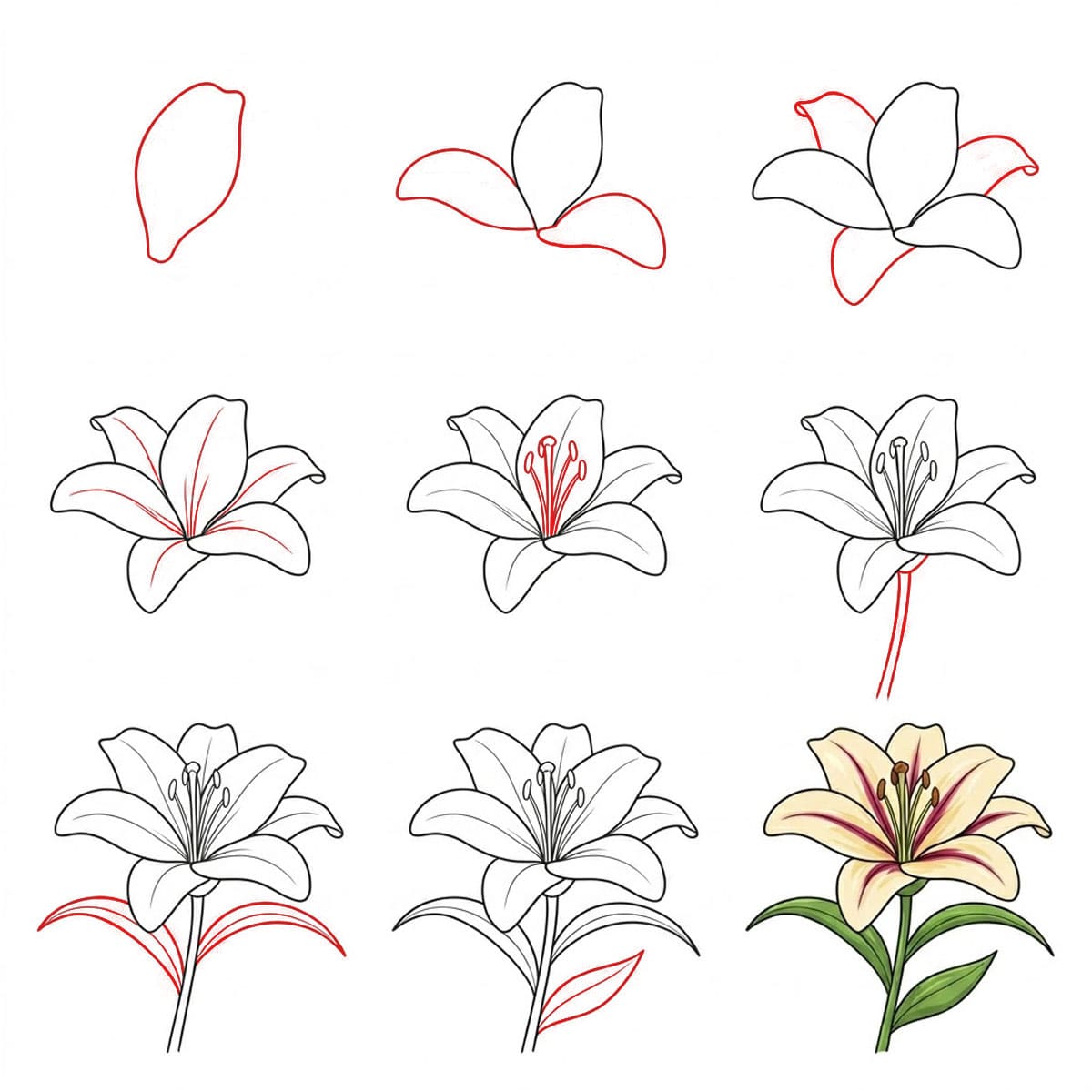Dibujos de Lirio con hojas