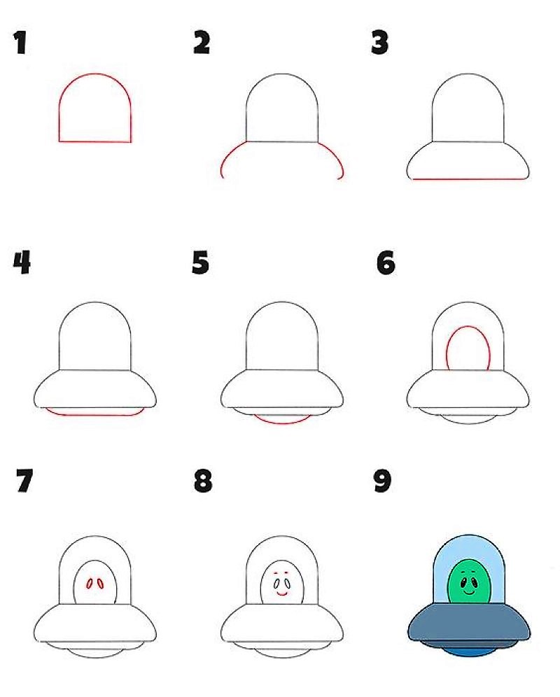 Dibujos de OVNI con extraterrestre