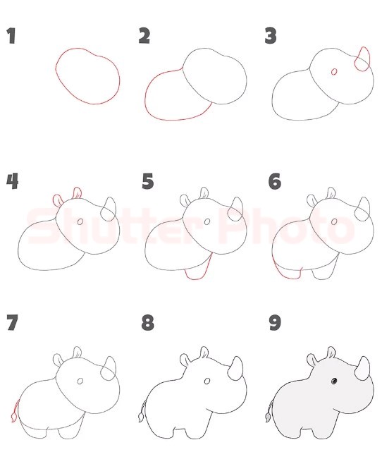 Dibujos de Rinoceronte bebé