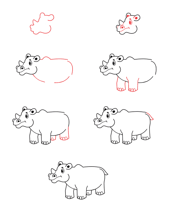 Dibujos de Rinoceronte caminando