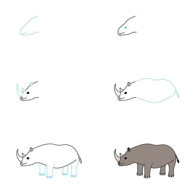 Dibujos de Rinoceronte con dos cuernos