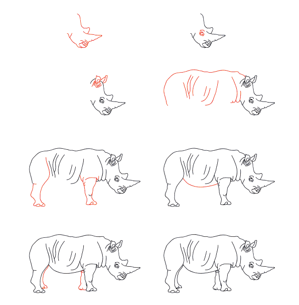 Dibujos de Rinoceronte de perfil