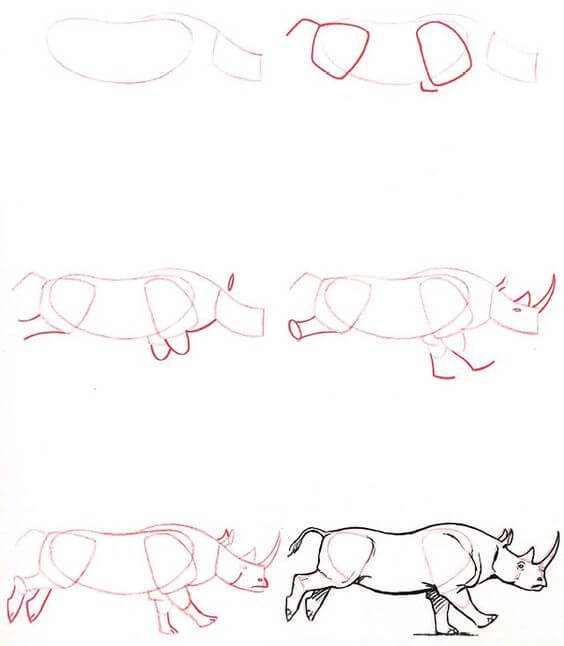 Dibujos de Rinoceronte fácil