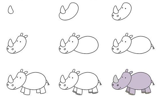 Dibujos de Rinoceronte sencillo
