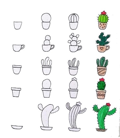 Dibujos de Cactus con flores