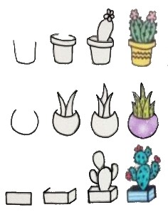 Dibujos de Cactus floreciendo
