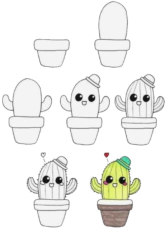 Dibujos de Cactus kawaii