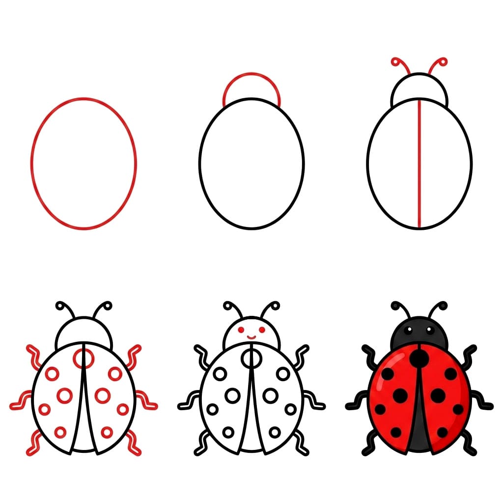 Dibujos de Mariquita feliz