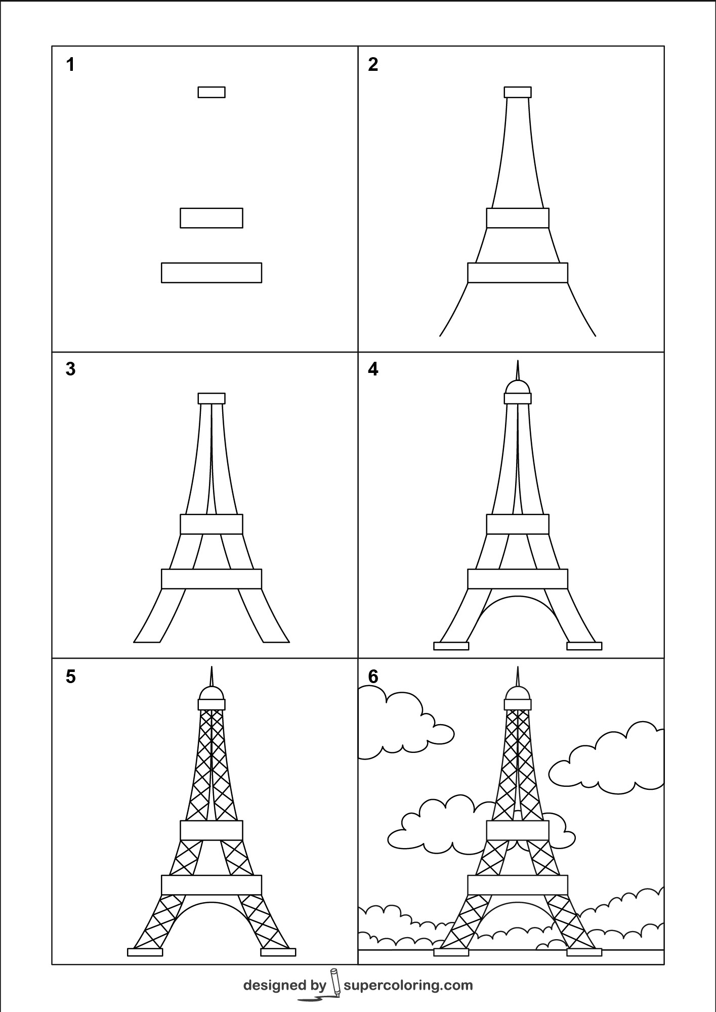 Dibujos de Torre Eiffel romántica